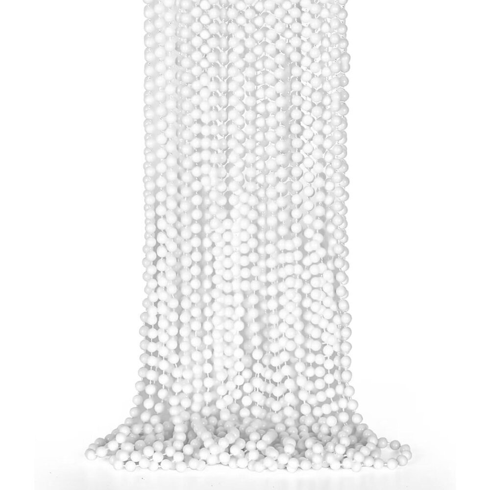 Mardi Gras Beads Bulk, 12PCS White Beaded Necklace Costumes Party Favors, 33" Ma